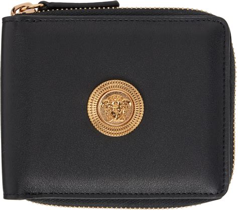 versace bifold black leather wallet|Versace Medusa.